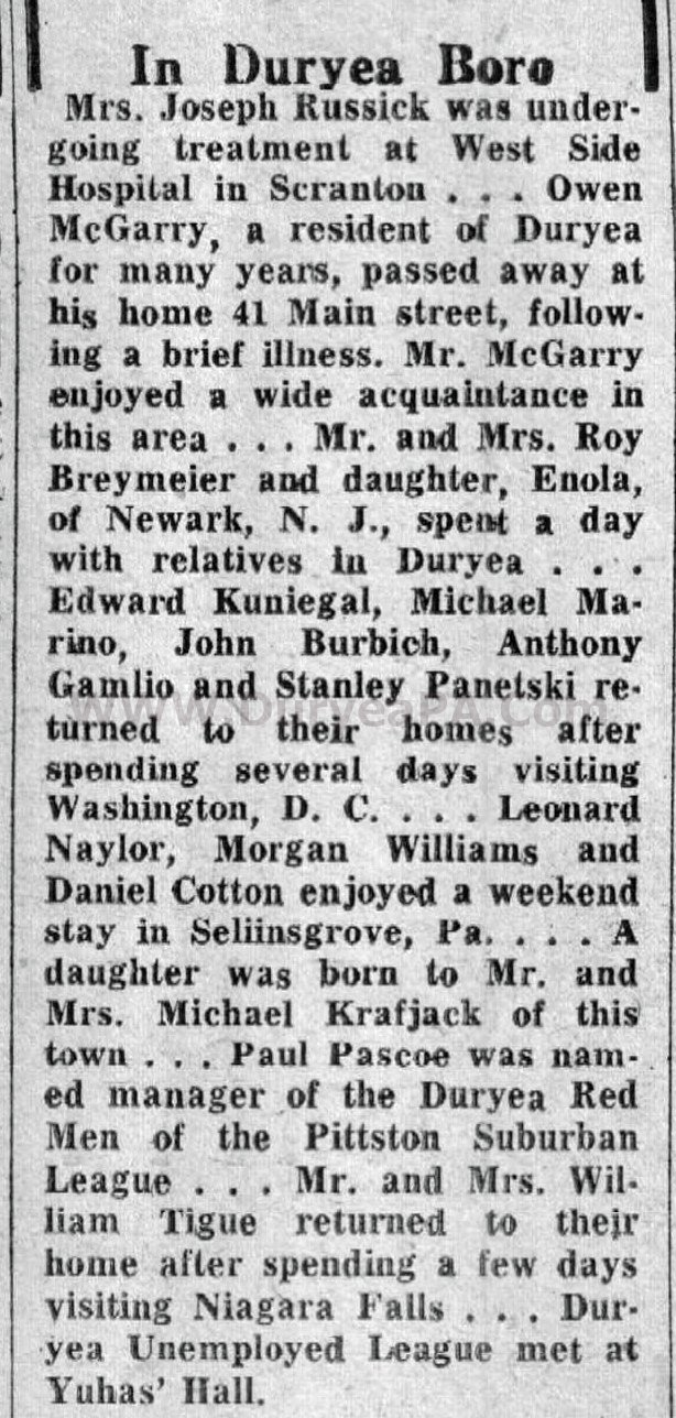 Duryea Pennsylvania Historical Homepage